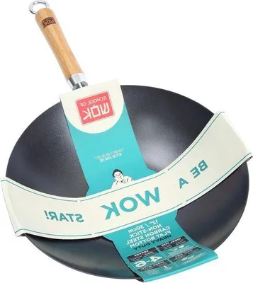 Image de Grande poêle en acier au carbone de 30 cm avec manche en bambou