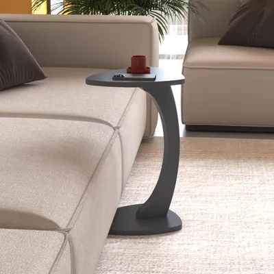 Produktbild von Beistelltisch 'Klinerg' rollbar C-Form 40 x 37 x 56 cm Grau