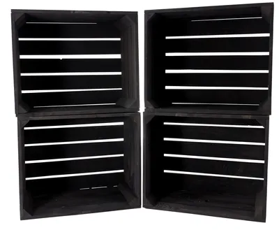 Produktbild von 4x SCHWARZE HOLZKISTE / NEU / 50x40x30 cm / stapelbare Obstkiste, Regal schwarz, Deko