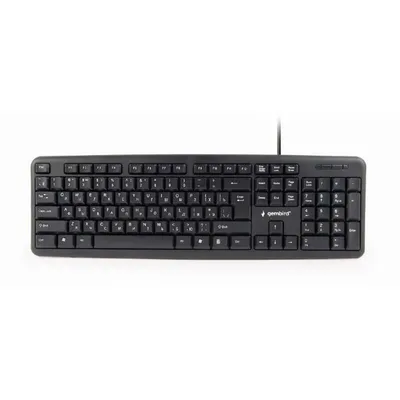 Zdjęcie produktu dla Gembird KB-U-103-RU, Pełnowymiarowy (100%), Przewodowa, USB, Membranowa, QWERTY, Czarny