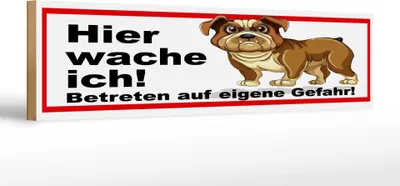 Produktbild von Holzschild Hund, Hier wache ich, 46x10 cm, Holzschilder Spruch Hunde Tier