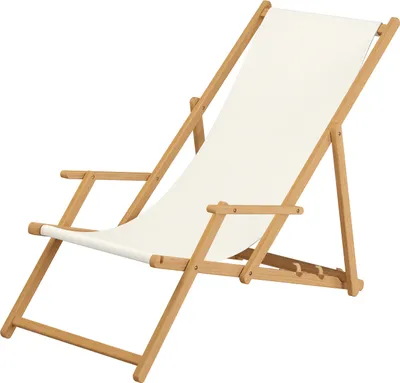Produktbild von Liegestuhl Gartenliege weiß Sonnenliege Strandliege Holz Deckchair Gartenmöbel Buche 10-303 N