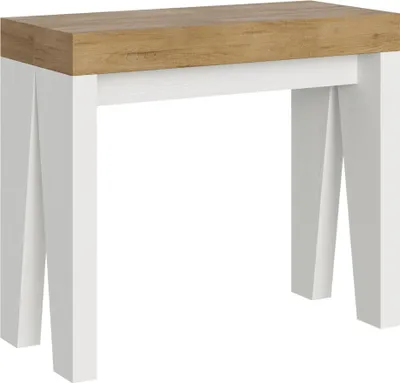 Zdjęcie produktu dla ITAMOBY - Konsola rozkładana 90x40/300 cm Naxy Mix Blat Dąb naturalny - Struktura Frassino biała