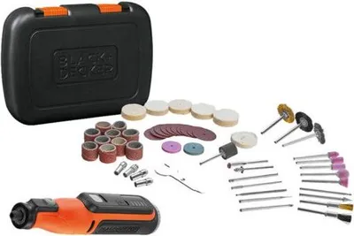Zdjęcie produktu dla Wielofunkcyjne narzędzie obrotowe BLACK+DECKER BCRT8IK-XJ, 7.2V, 53 akcesoria, Ładowanie Micro USB