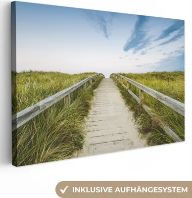 Produktbild von OneMillionCanvasses® - Leinwandbilder - 150x100 cm, Strand - Weg - Himmel, Wandbilder Kunstdruck Wanddekoration