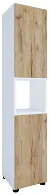 Productafbeelding van Flandu kolomkast 2 deuren wit, eik decor.