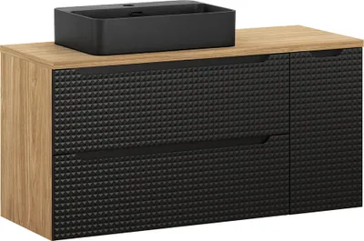 Produktbild von Waschtisch 120 cm in Eiche mit schwarz, LONDON-56-BLACK, mit Waschbecken