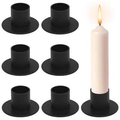 Immagine prodotto di Portacandele per candele a bastone - Ferro battuto - Nero opaco - 6 pezzi - Per tavola e decorazione