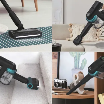 Produktbild von Hoover 360° beweglicher Akku Staubsauger mit Tierhaar-Düse & LED, Staubsauger kabellos für alle Bodenarten, Bodendüse mit Anti-Twist gegen Verheddern von eingesaugten Haaren, 1200 POWERTIME [HF410P]