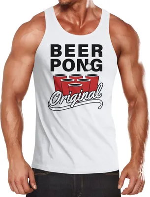 Produktbild von Herren Tanktop Beer Pong Original Bier 2 Moonworks® weiß XXL
