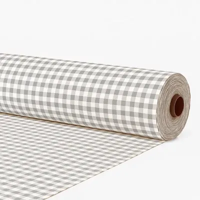 Zdjęcie produktu dla Tkanina bawełniana Gamusi w kratkę Vichy, jasnoszara – szerokość 280 cm, sprzedawana na metry – 70% bawełna, 30% poliester – certyfikat OEKO-TEX Standard 100 – cięcie ciągłe