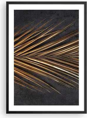 Produktbild von Gerahmtes Poster - Schwarzer Rahmen - Blatt golden schwarz - 50x70 cm - Wand Bild - Wanddeko - Wandbilder - Kunstposter - Wandposter - Bilderrahmen - Bilder - Kunstdruck - P2BPA50x70-5091