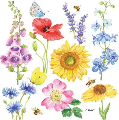 Produktbild von Servietten 33x33 cm - Flowers & Bees
