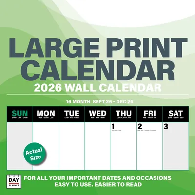 Großer Rasterkalender 2025, 16 Monate, Wandkalender, 30,5 x 30,5 cm