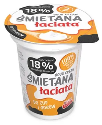 Zdjęcie produktu dla Śmietana Łaciata 18% pasteryzowana 330g