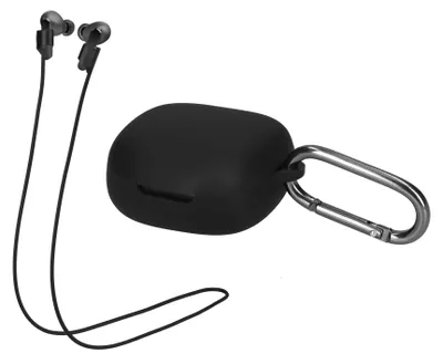 Produktbild von kwmobile 2in1 Set Hülle und Halteband kompatibel mit JBL Live Pro Plus Case - Kopfhörer Band Strap 70 cm - Schwarz Schwarz