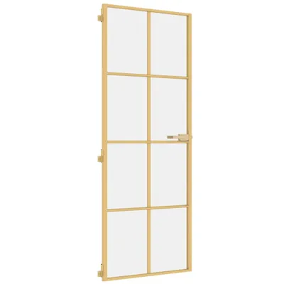 Zdjęcie produktu dla vidaXL Drzwi wewnętrzne Slim Golden 76x201,5 cm szkło hartowane i aluminium