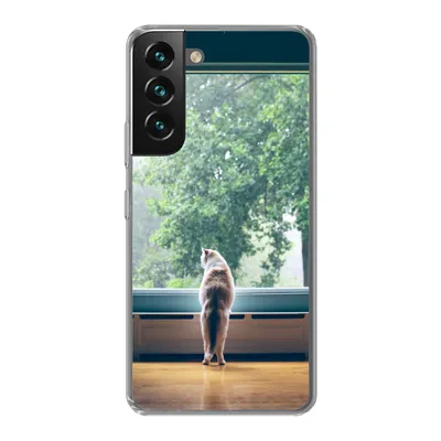 Produktbild von MuchoWow® Handyhülle Schutzhülle Hülle für Samsung Galaxy S22 Katze - Fenster - Pflanzen Silikon Softcase Handy Hülle - Mobiltelefonhülle