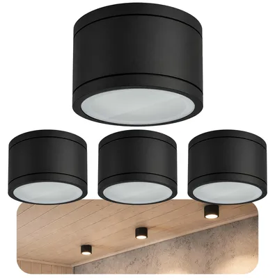 Produktbild von SSC-LUXon 4 Stück CELI-WX Aufbaustrahler flach IP44 Außen & Bad Fassung für 1x GX53 - Aufbauspot schwarz (ohne Leuchtmittel)