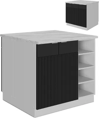 Produktbild von Kücheninsel Vicco Fame-Line Schwarz gestreift 90 cm ohne Arbeitsplatte, Model 51112