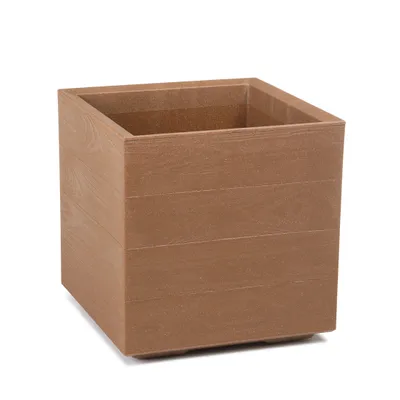 Obrázok produktu pre Kvetináč Box Plastová vložka Drevená štruktúra Hnedá 40x40x39cm Kvetináč Terasa