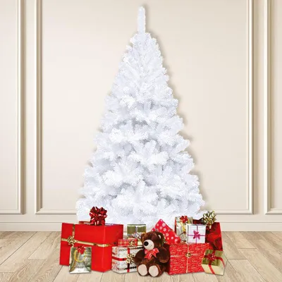 Produktbild von Künstlicher Weihnachtsbaum Tannenbaum mit 488 Spitzen PVC Nadeln Metallständer & Klappsystem Christbaum weiß 150cm