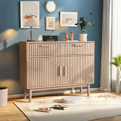 Produktbild von UnboxG Sideboard / Anrichte aus Holz, 2 Schubladen & 2 Türen, Naturfarben