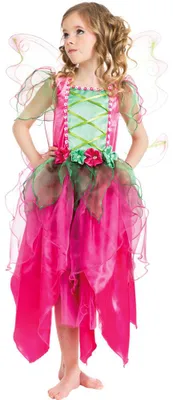 Produktbild von Feen Kostüm "Flower" für Mädchen - Pink Grün | Blumenfee Elfe Waldfee Kinder Verkleidung Größe: 140