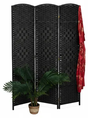 Raumteiler 170x120 cm, 3-teilig, klappbar, schwarz