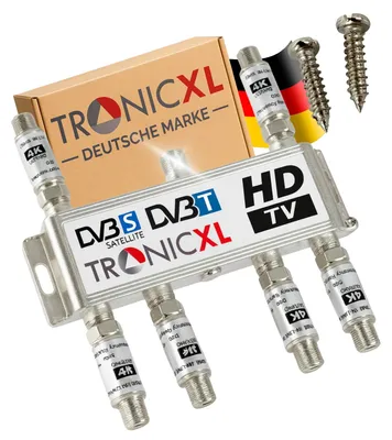 Immagine prodotto di Splitter satellitare a 6 vie con amplificatore da 120 dB, distributore d'antenna, selettore DVB-S2 DVB-T2 con amplificatore d'antenna 3D