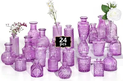 Produktbild von Famanu Mini-Glasvasen Set 24 Stück - Vintage Blumenvasen für Tischdekoration