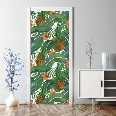 Produktbild von Dekorative Türtapete selbstklebend Türposter Tapete Türaufkleber Tropische Ananas 85 x 200 cm