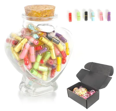 Nachrichtenkapseln-Set, 100 Stück, in Glasflasche, DIY-Geschenk