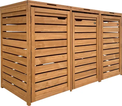 Image de AXI Lex Cache Poubelle en Bois Marron - Abri poubelle pour 3 conteneurs - Max. 240L - Abri Poubelle Extérieur avec Excellente Ventilation