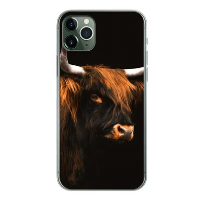 Produktbild von MuchoWow® Handyhülle Schutzhülle Hülle für iPhone 11 Pro Max Schottischer Highlander - Vlies - Kuh Silikon Softcase Handy Hülle - Schutz