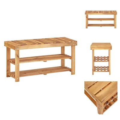 Image de Étagère à chaussures vidaXL 90 × 32 × 46 cm en bois massif d'acacia -  Étagères et armoires à chaussures