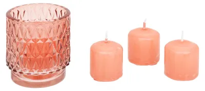 Produktbild von Kerzenhalter für eine Kerze, aus Glas OUDY + 3 Kerzen