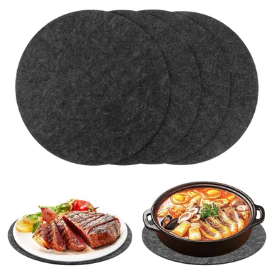 Productafbeelding van 8 Stuks Vilt Coasters voor Tafelbescherming, Rond 30 cm