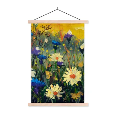 Produktbild von MuchoWow® Textilposter Malerei - Ölfarbe - Natur - Blumen 40x60 cm mit holzfarbenen Rahmen - Poster