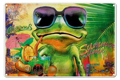 Produktbild von Blechschild Frosch 30x20cm Cocktail Mojito Summer Strand