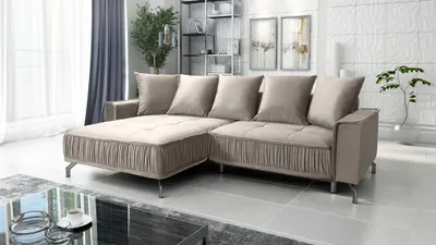 Produktbild von Ecksofa Schlafsofa Sofa FLORENCE Stoff Element Hellbeige Ottomane Links