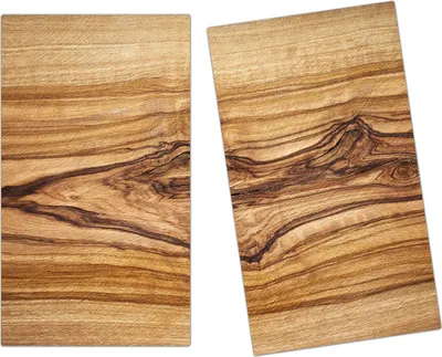 Produktbild von Spritzschutz Herdabdeckplatte Schneidebrett aus Glas Holzstruktur 2-Teilig (60x52cm)