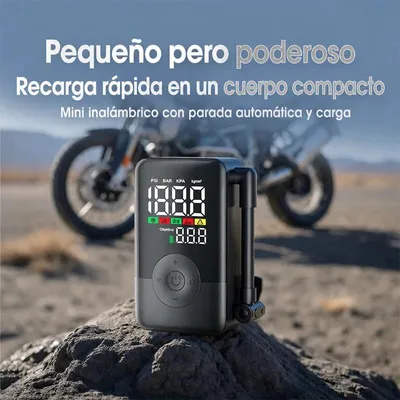 Immagine prodotto di Pompa per pneumatici portatile - Compressore senza fili - 150 PSI - Ricaricabile - Display digitale - Luce di emergenza a LED