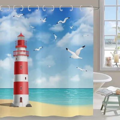 Zdjęcie produktu dla Zasłona prysznicowa, wodoodporna, 180 x 200 cm, poliester, z haczykami, do łazienki