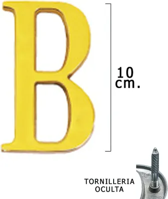 Immagine prodotto di Lettera "B" in ottone da 10 cm. con viti nascoste (1 pezzo in blister)