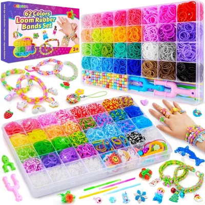 Produktbild von Loom Bänder Set 62 Farben 2 Boxen mit Zubehör für Armbänder & Schmuck, Bastelset für Kinder ab 5 Jahre