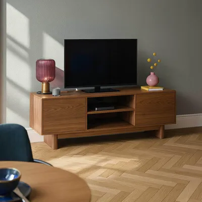 Immagine prodotto di Mobile TV scandinavo 160 cm legno scuro - Oviala Bowy