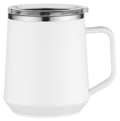 Isolierter Kaffeebecher 450 ml, doppelwandig, Edelstahl, Weiß