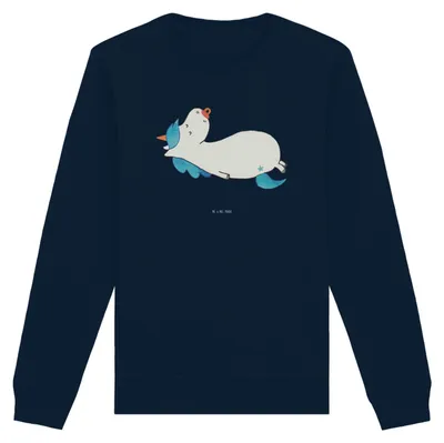 Produktbild von Mr. & Mrs. Panda Bio Pullover Einhorn Schnuller Größe S - French Navy - Geschenk, Baumwoll Sweatshirt, Baby, Unicorn, Pulli, Einhörner, Sweater, Geburtstag, Mutter