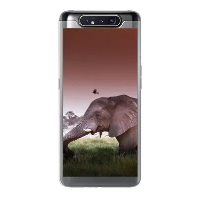 Produktbild von MuchoWow® Handyhülle Schutzhülle Hülle für Samsung Galaxy A80 Elefant - Gras - Sonne - Tiere Silikon Softcase Handy Hülle - Schutzdeckel